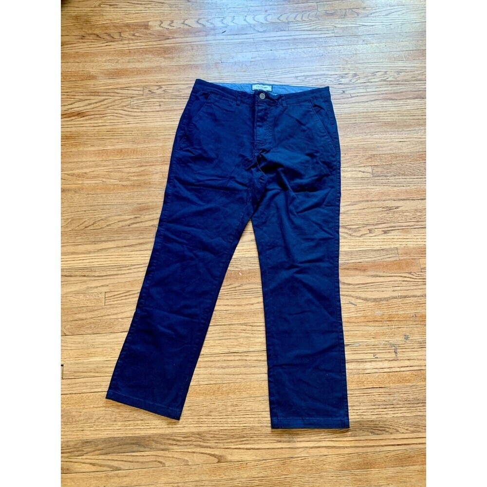 Flag and Anthem Men's Navy Blue Pants 34x30 Straight Leg Chino Stretch Dress